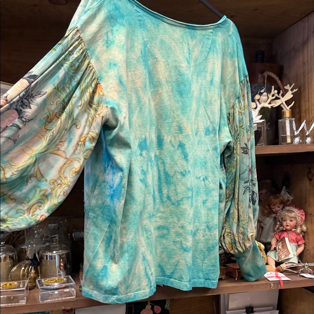 Aratta Women's Teal and Beige Top - Picture 6 of 6